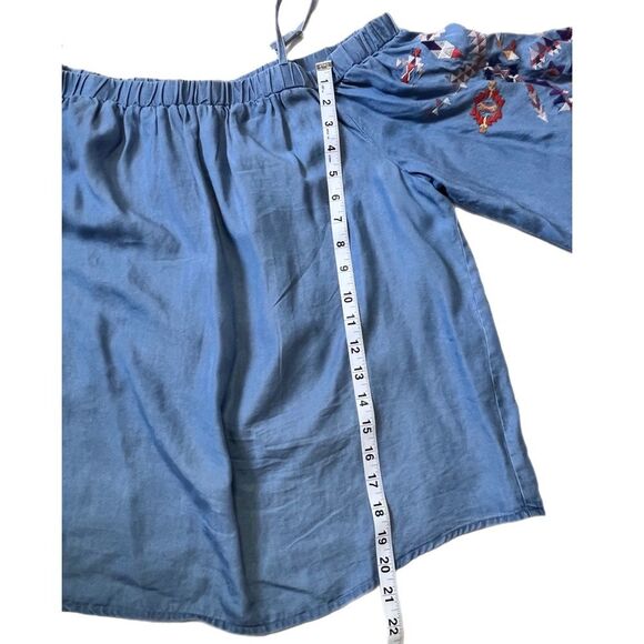 XL Chambray top, embroidered sleeve, INC International Concepts - Picture 6 of 6